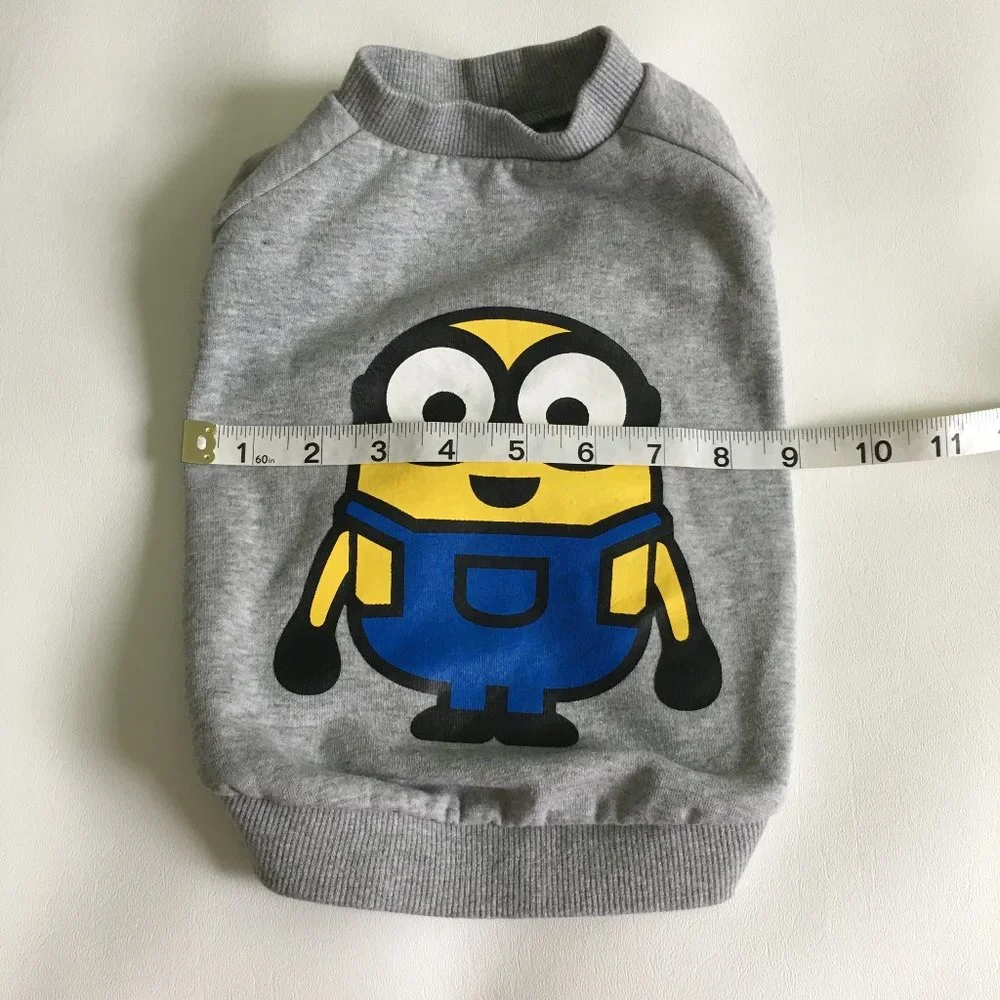Dog Clothes Disney Minion Character Gray Sweat Short Sleeve Size Large